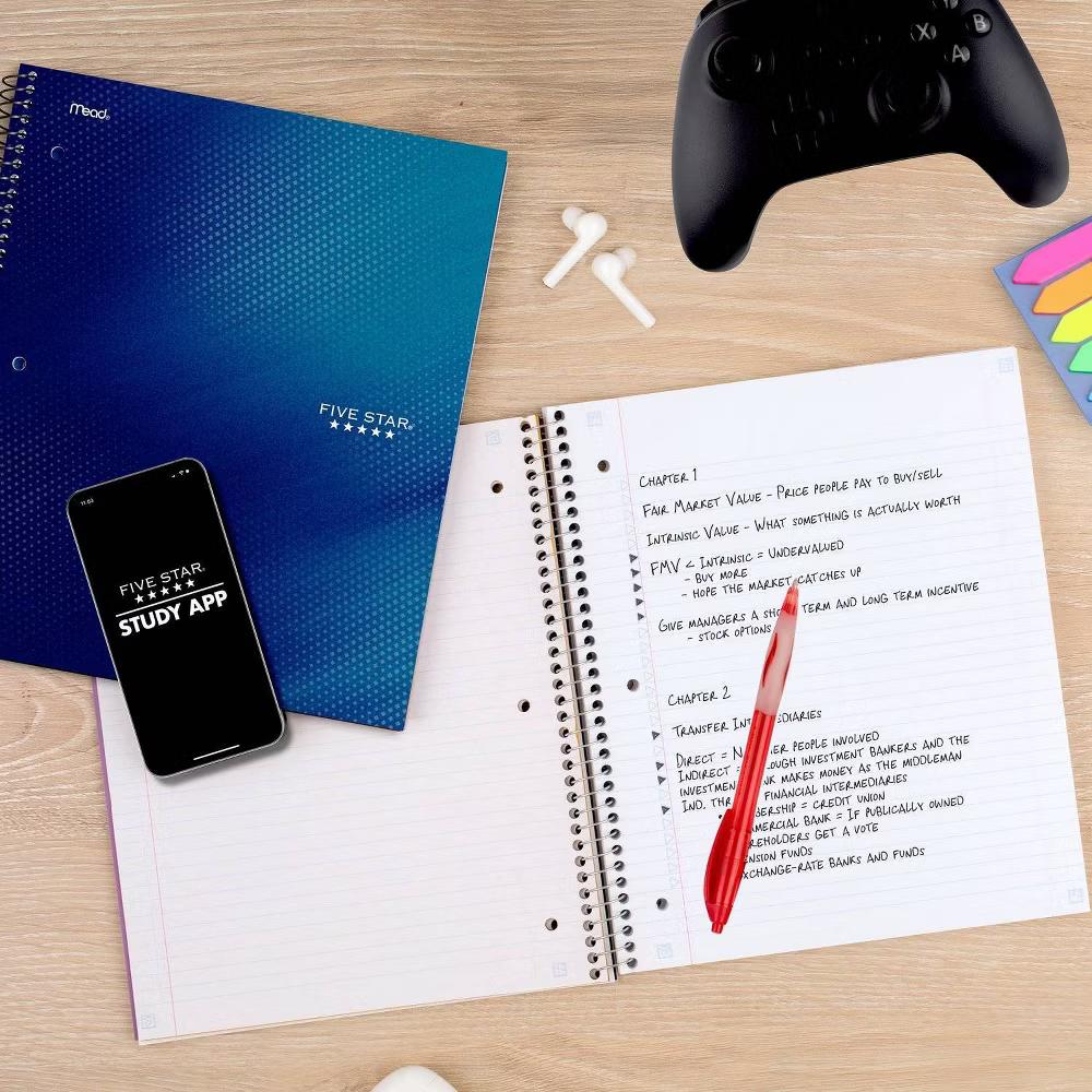 Five Star 8.5"x11" Active College Ruled Notebook 80 Pages Blue - Image 2