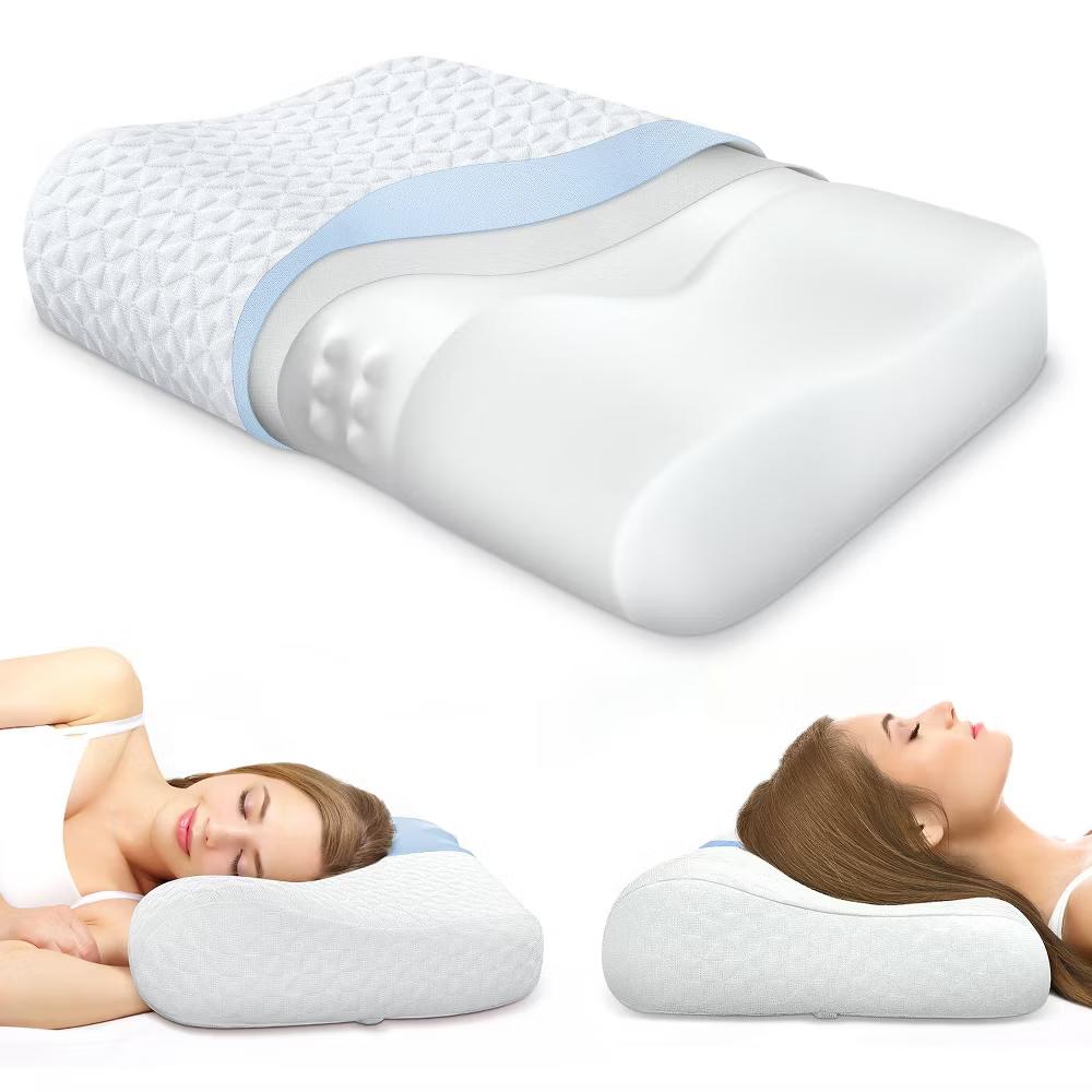 Neck Pillow Memory Foam Contour Pillow for Pain Relief Cervical Pillow for Sleeping, Ergonomic Pillow for Side Back Stomach Sleeper