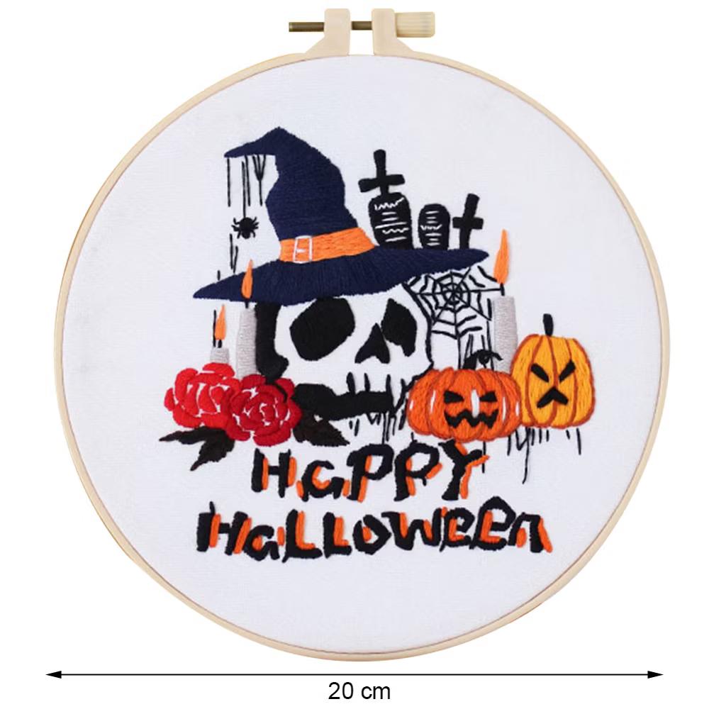 Embroidery Starter Kit for Beginners, Halloween Stamped Cross Stitch Kits, Stitch Learning DIY Kit with Embroidery Patterns for Beginners, Halloween - Image 8