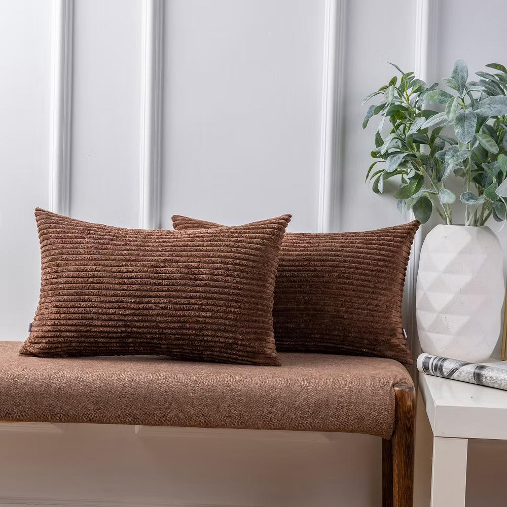 Phantoscope Solid Color Corduroy Pillow Covers Set of 2 Plush Velvet & Soft Accent - Image 16