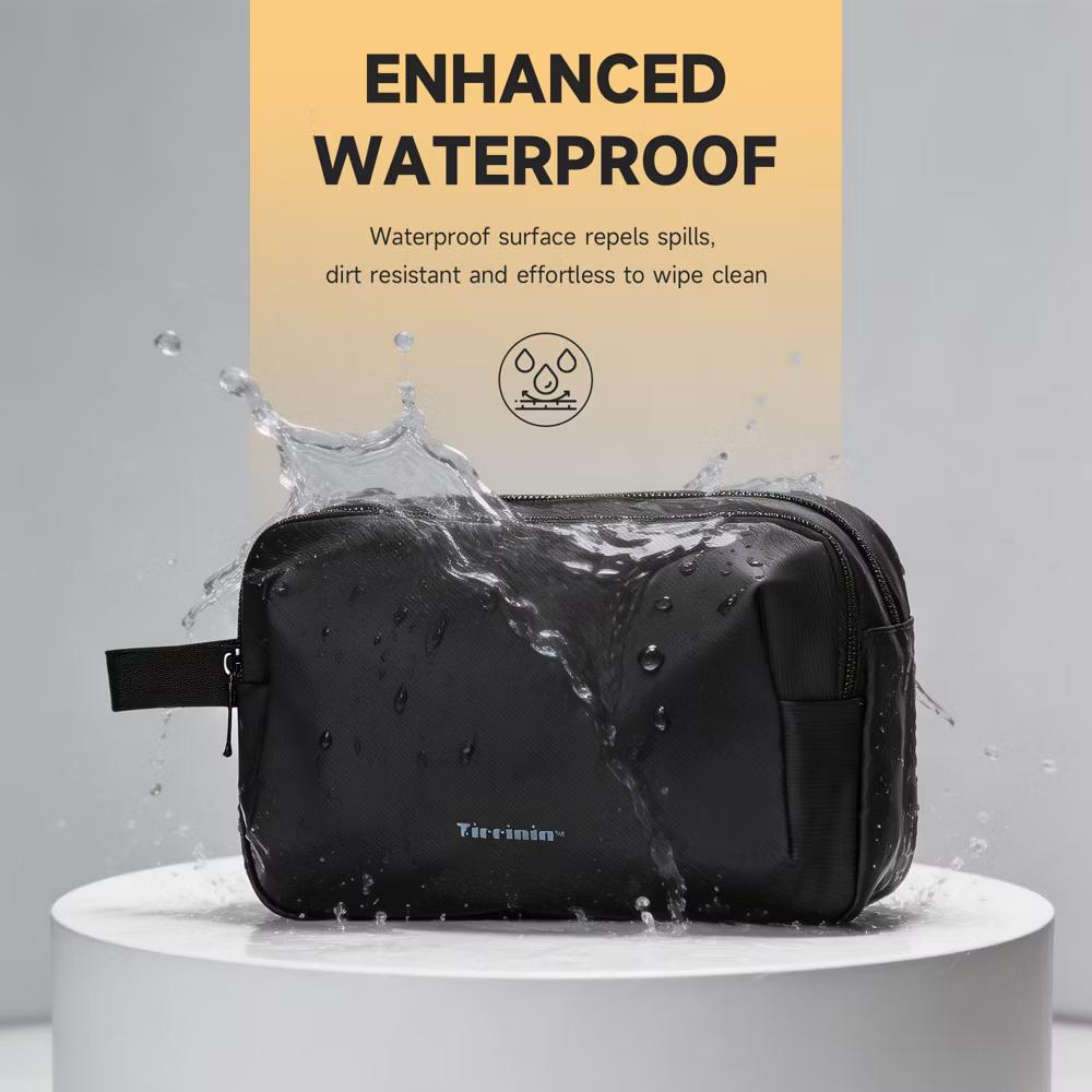 Tirrinia Men's Waterproof Travel Toiletry Bag, Hanging Emergency Beauty Bag, Wet-Dry Separation Dopp Kit, Black - Image 7