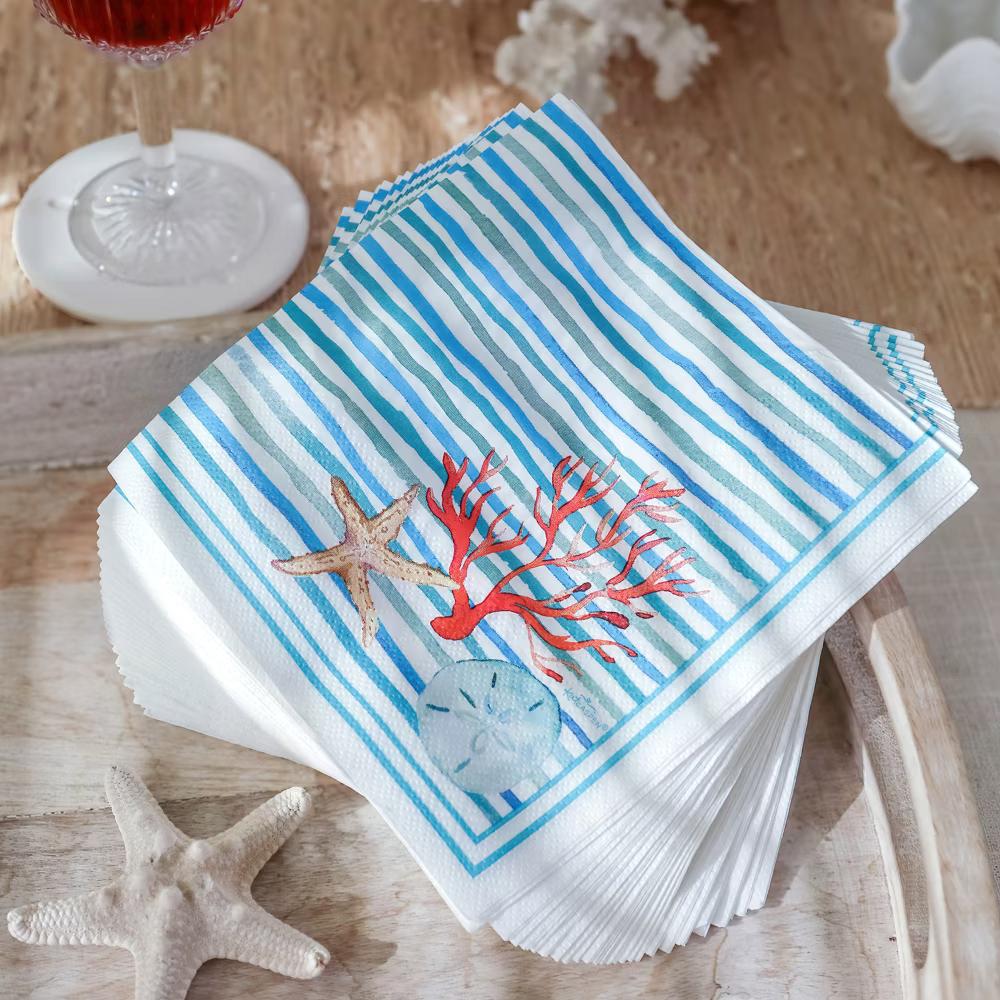 Beach Party 62 Piece Coastal Party Tableware Set, Birdal Shower Decorations Plates & Napkins, Vibrant Floral Nautical (16 Guests) - Image 3