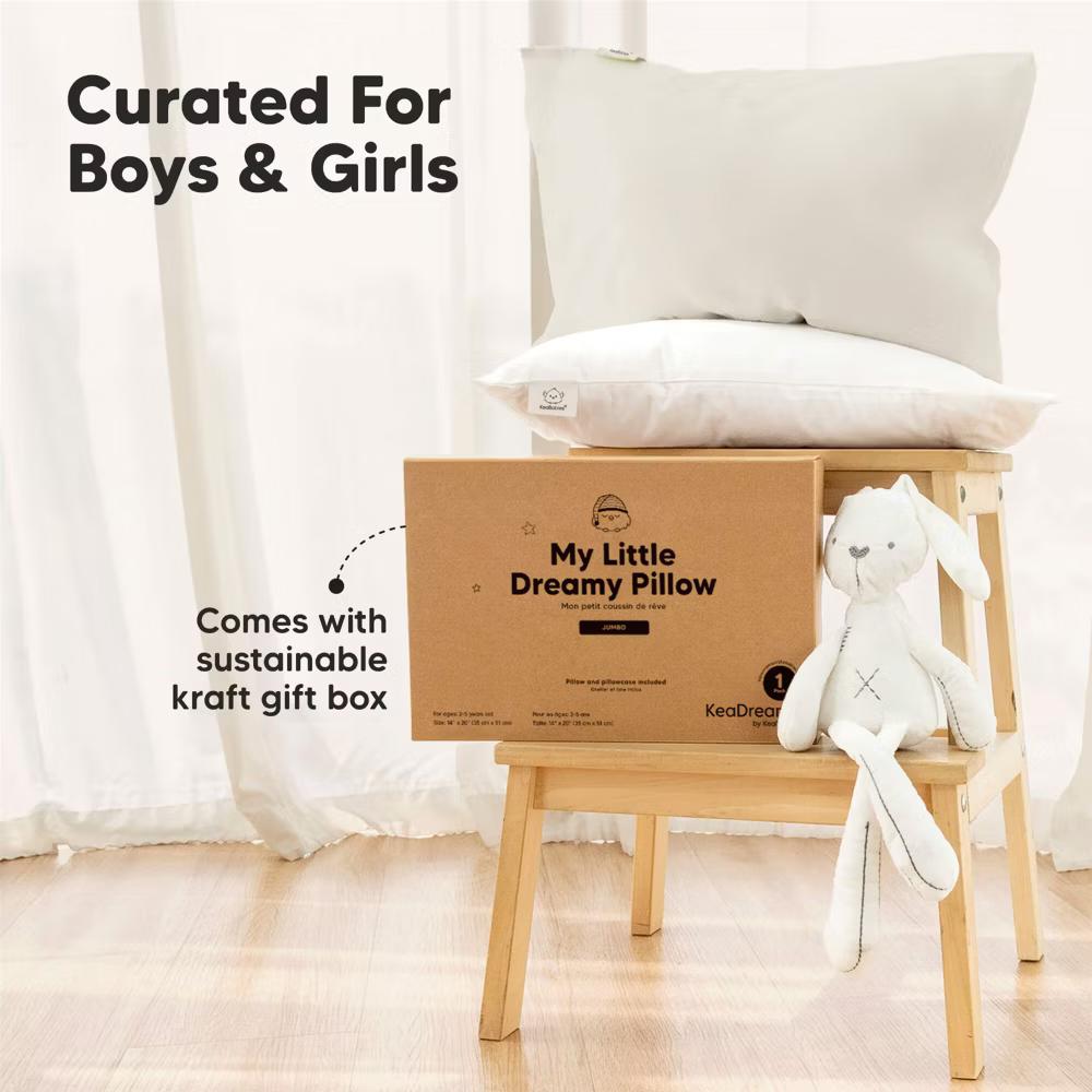 Jumbo Toddler Pillow with Pillowcase, 14X20 Soft Organic Toddler Pillows for Sleeping, Kids Travel Pillow - Image 2