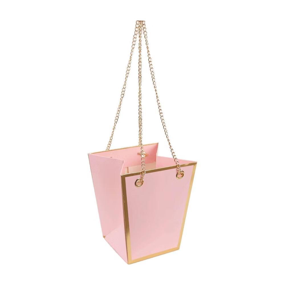 Pack of 6 Edge Trapezoid Paper Gift Bags 5 Inch Gold - Image 2