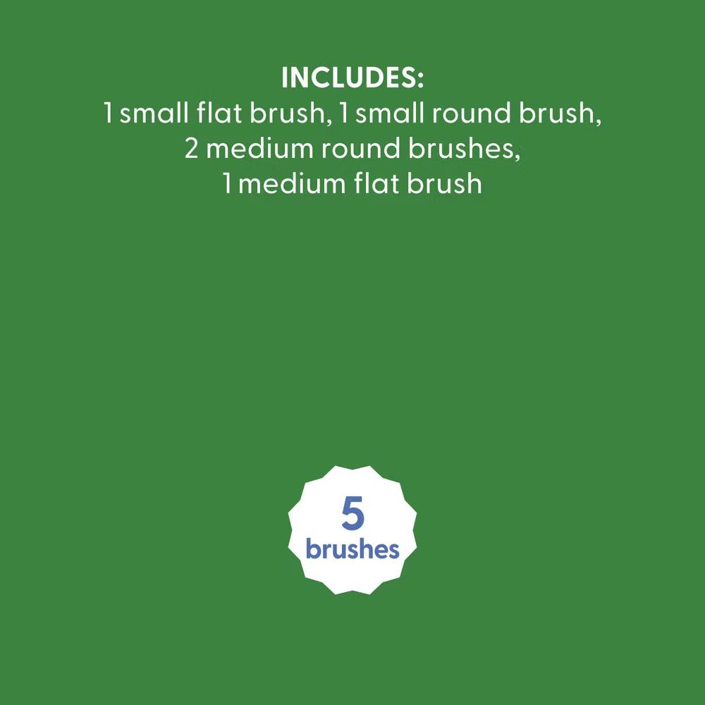 5ct Paintbrush Set - Multicolor Artist Brushes for Watercolor, Round & Flat, 6.25" Length - Image 6