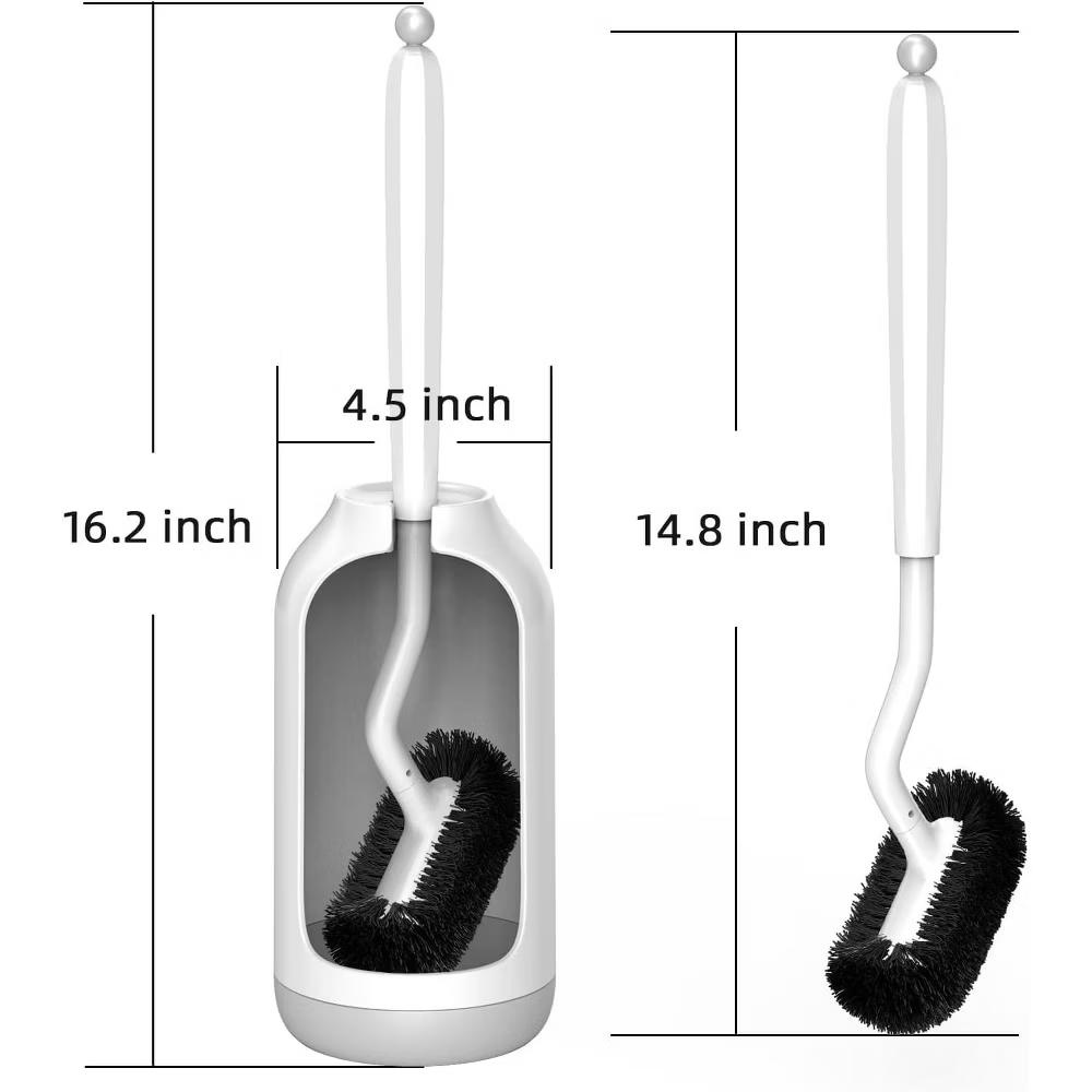 Toilet Bowl Brush Holder Set: 2 Pack Bathroom Deep Cleaning Toilet Cleaner Scrubber Under Rim with Curved Bristle for Dead Corner Clean