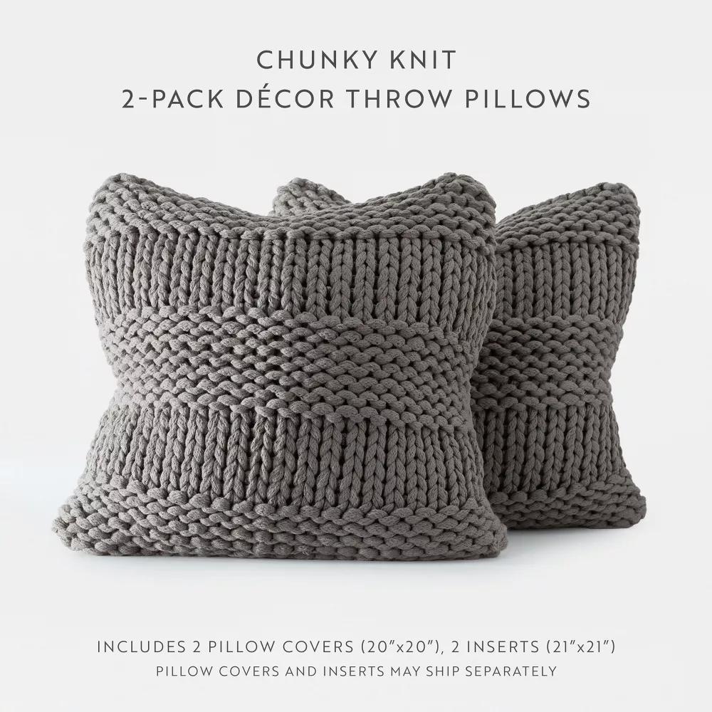 Cozy Chunky Knit Throw Pillow Cover And Pillow Insert - Image 77