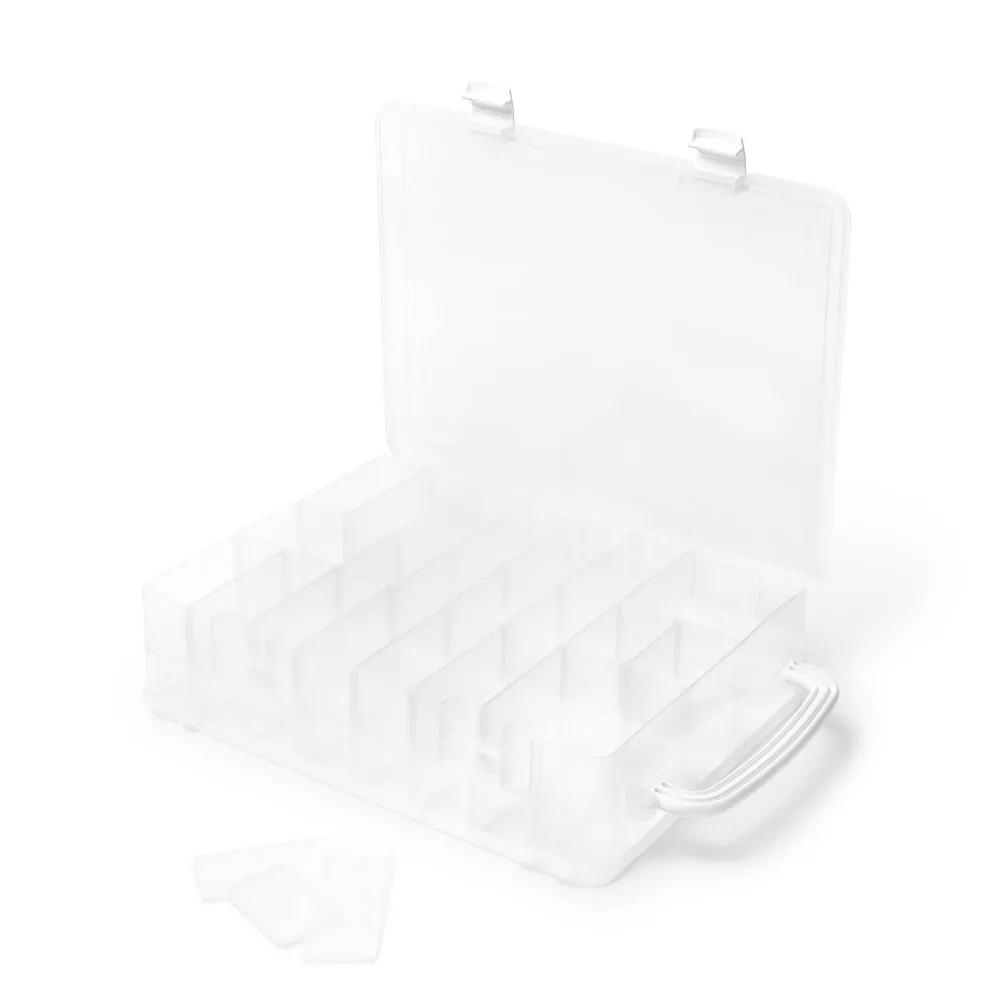 Thread Storage Box: Plastic Sewing Kit Travel Case, 13"x10"x3.25", Lightweight Sewing Supplies Organizer - Image 3