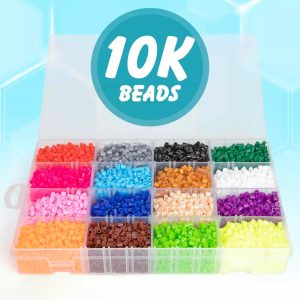 Darice Fuse Beads Kit - 10,000 pcs, 5mm Iron Bead 16 Colors with Storage Case