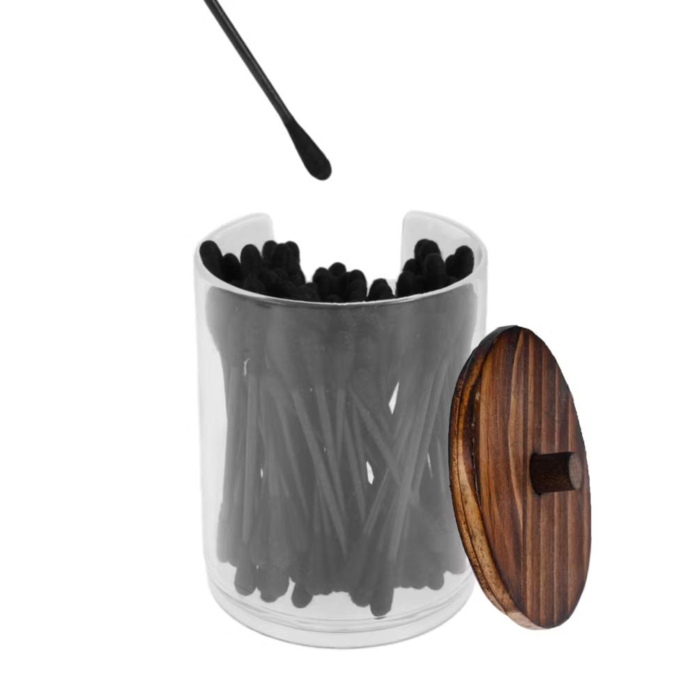U-Shaped Cup Cylindrical Cover Acrylic Cotton Swab Holders Bathroom Transparent Dark Brown 1Pc - Image 11