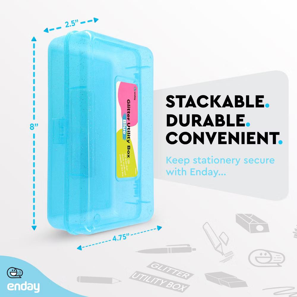 Plastic Pencil Box with Snap Closure Lids, Small Utility Storage Crayon School and Office Supplies Case Organizer - Image 4