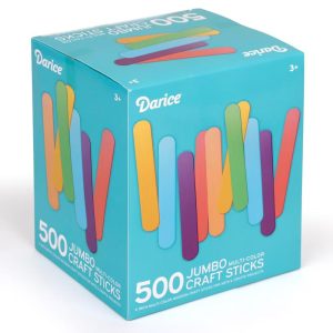 Darice 500 Colored Pcs Popsicle Sticks for Crafts, 6" Colorful Wooden Rainbow Craft Sticks - Classroom Supplies, STEM DIY Art, Ages 3
