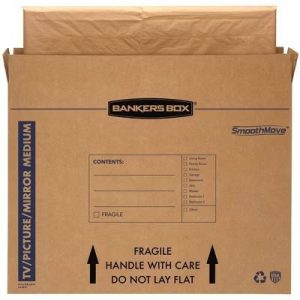 Fellowes Bankers Box 4pk Medium TV Picture Mirror Moving Box 37" 4" 27": Corrugated Paper, Brown, File Sorters & Holders