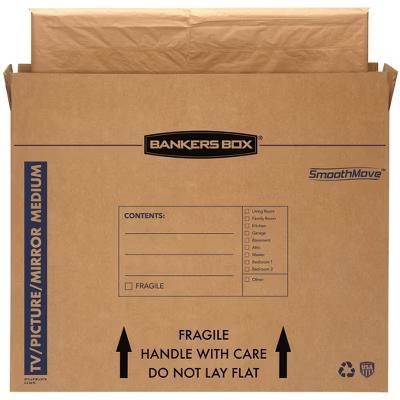 Fellowes Bankers Box 4pk Medium TV Picture Mirror Moving Box 37" 4" 27": Corrugated Paper, Brown, File Sorters & Holders