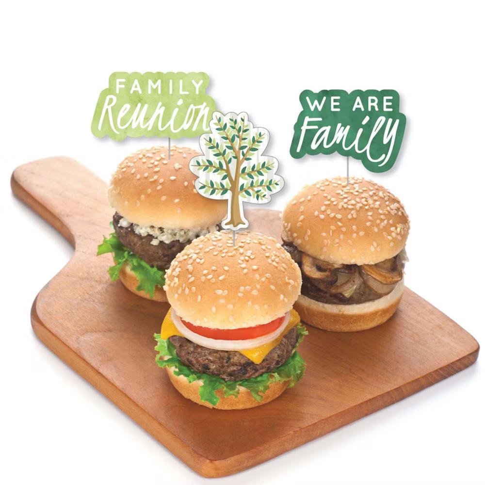 Family Tree Reunion - Dessert Cupcake Toppers - Family Gathering Party Clear Treat Picks - Set of 24 - Image 2