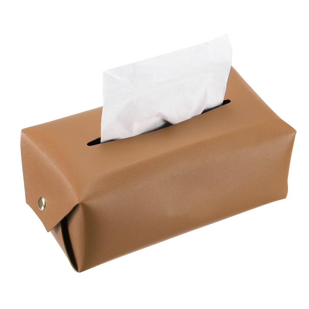 Rectangle PU Leather Tabletop Bathroom Kitchen Tissue Box Cover - Image 25