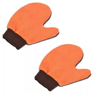 Microfiber Wash Gloves Chenille Washing Sponge Mitten Dry Duster with Thumb 2 Pcs