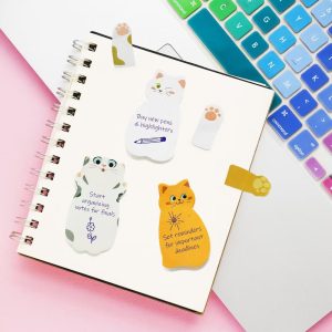 Sticky Notes Set, Memo Notepads, Book Tabs, Page Markers, Sticky Notes, Home and Office Supplies (300 Sheets Total), Cats