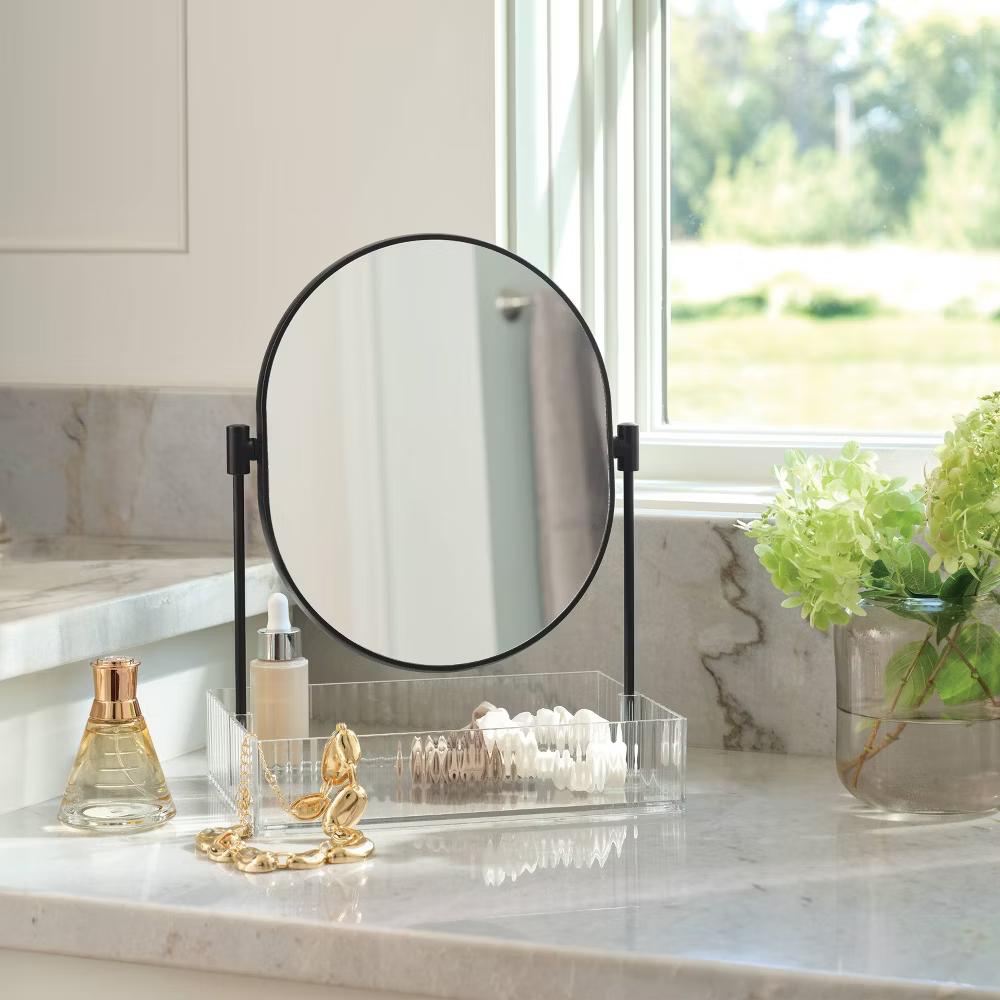 Clear Ribbed Acrylic Tray with Black Mirror - Image 3