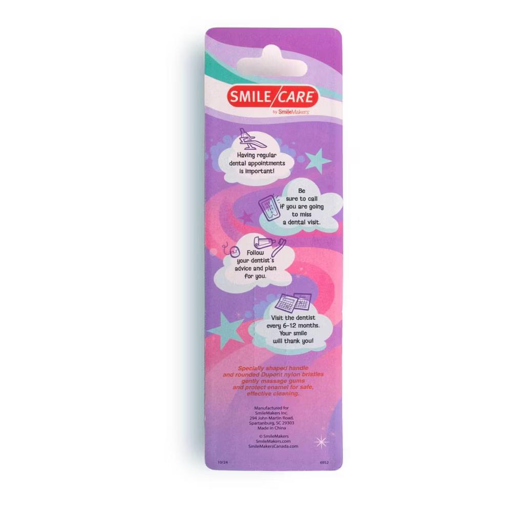 SmileMakers Kids Soft Manual Toothbrush & Floss Kit - Lavender Unicorn - Image 2