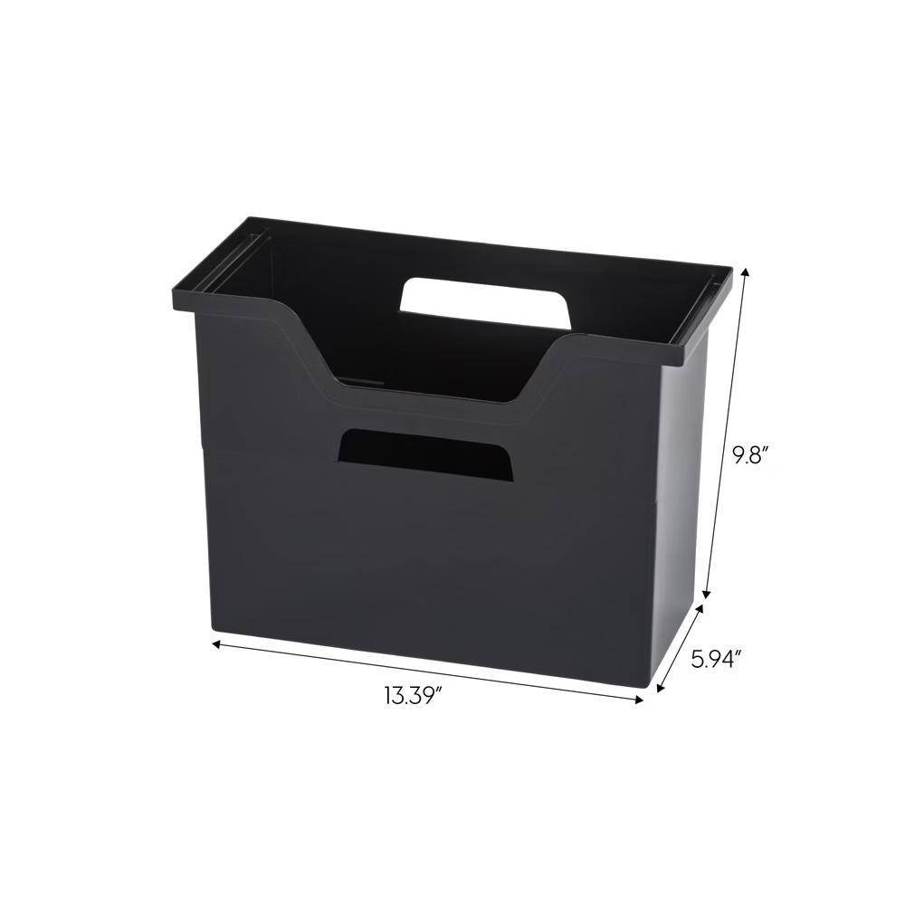 USA Portable Letter Size Desktop File Box with Open Lid, Side Handles, Hanging File Folders - Image 16