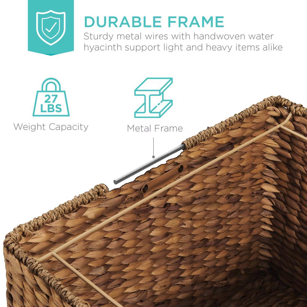 Best Choice Products Hyacinth Rolling Filing Cabinet Mobile Organizer Storage Basket w/ Lid, Locking Wheels - Natural - Image 13