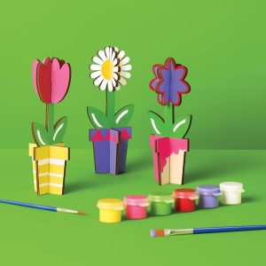 3ct Wood 3D Flowers Painting Craft Activity Kit