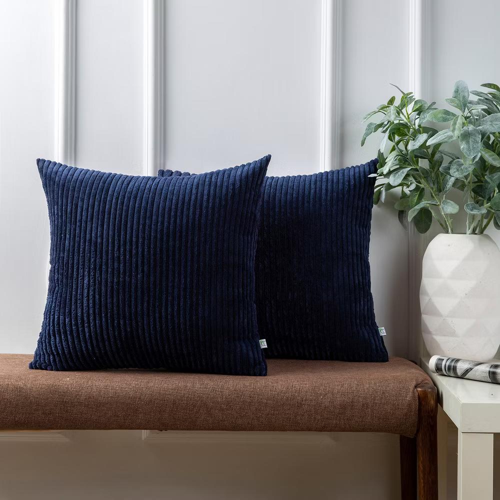 Phantoscope Solid Color Corduroy Pillow Covers Set of 2 Plush Velvet & Soft Accent - Image 7