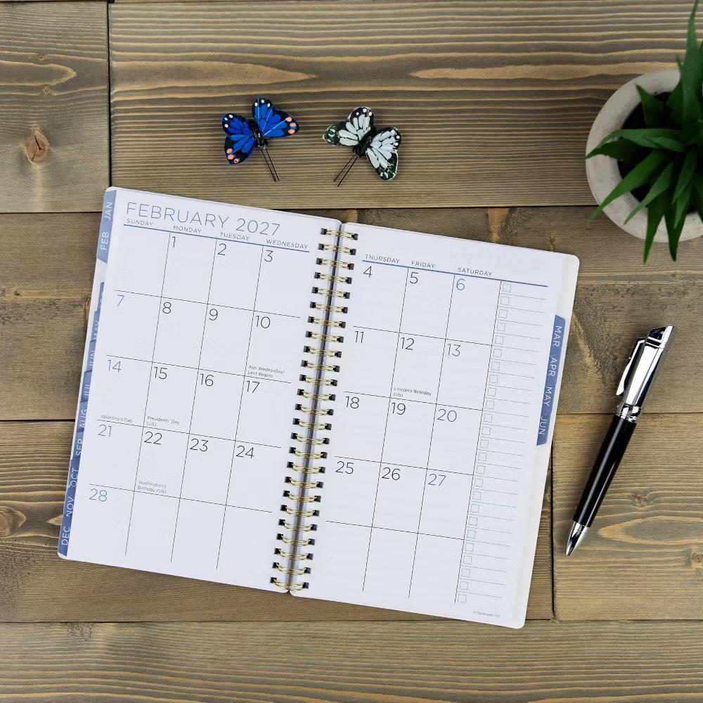 See It Bigger 5.75"x8.625" April 2026 - June 2027 Monthly/Weekly Planner Gray Floral