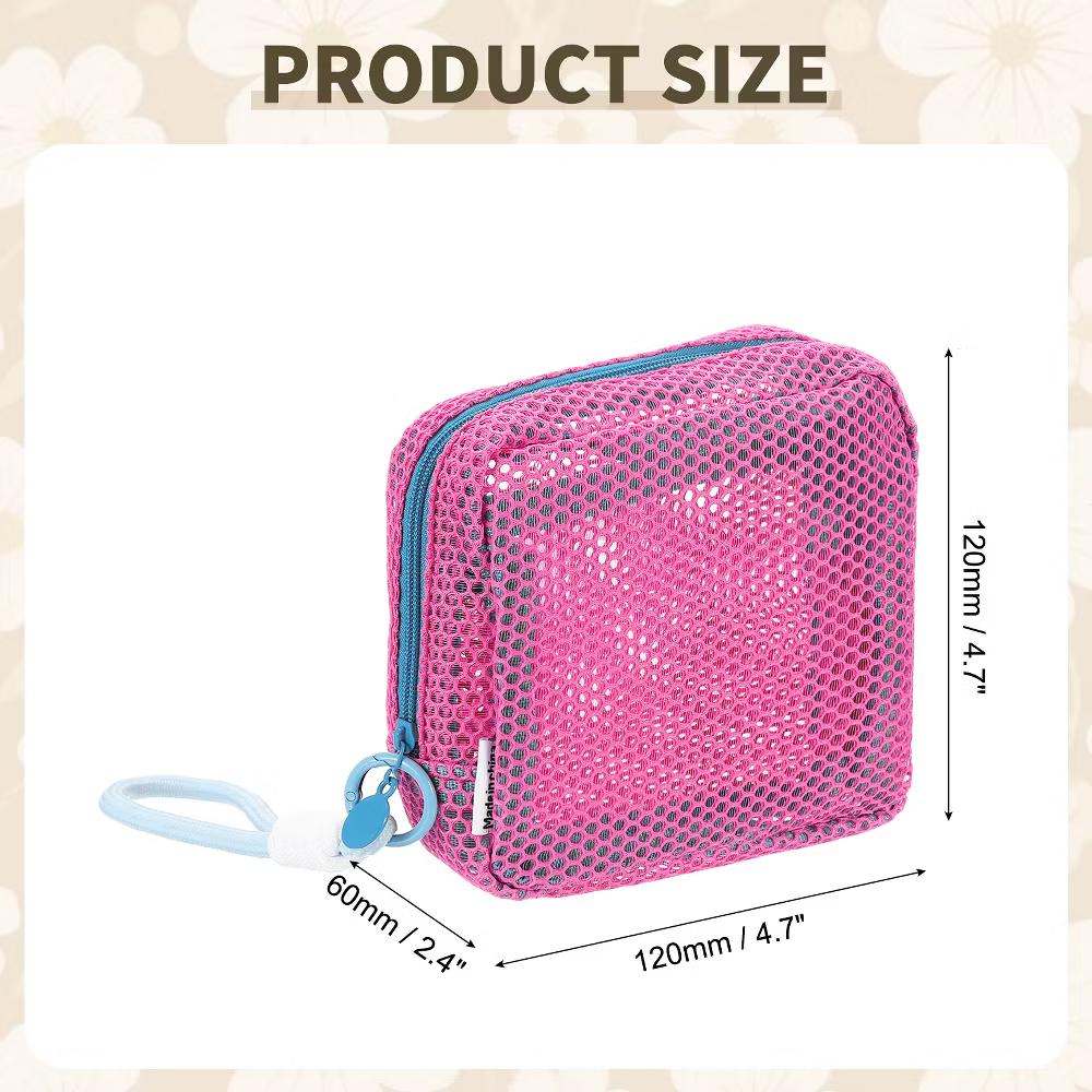 Mesh Travel Toiletry Organizing Zipper Mini Makeup Bag with Strap 4.7" - Image 16
