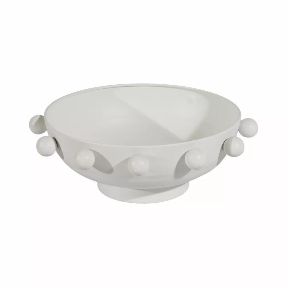 Modern Round Bowl with Knobs for Coffee Table Decor - Decorative Centerpiece Table Decorations for Home Decor Accents - 4.25", White - Image 8