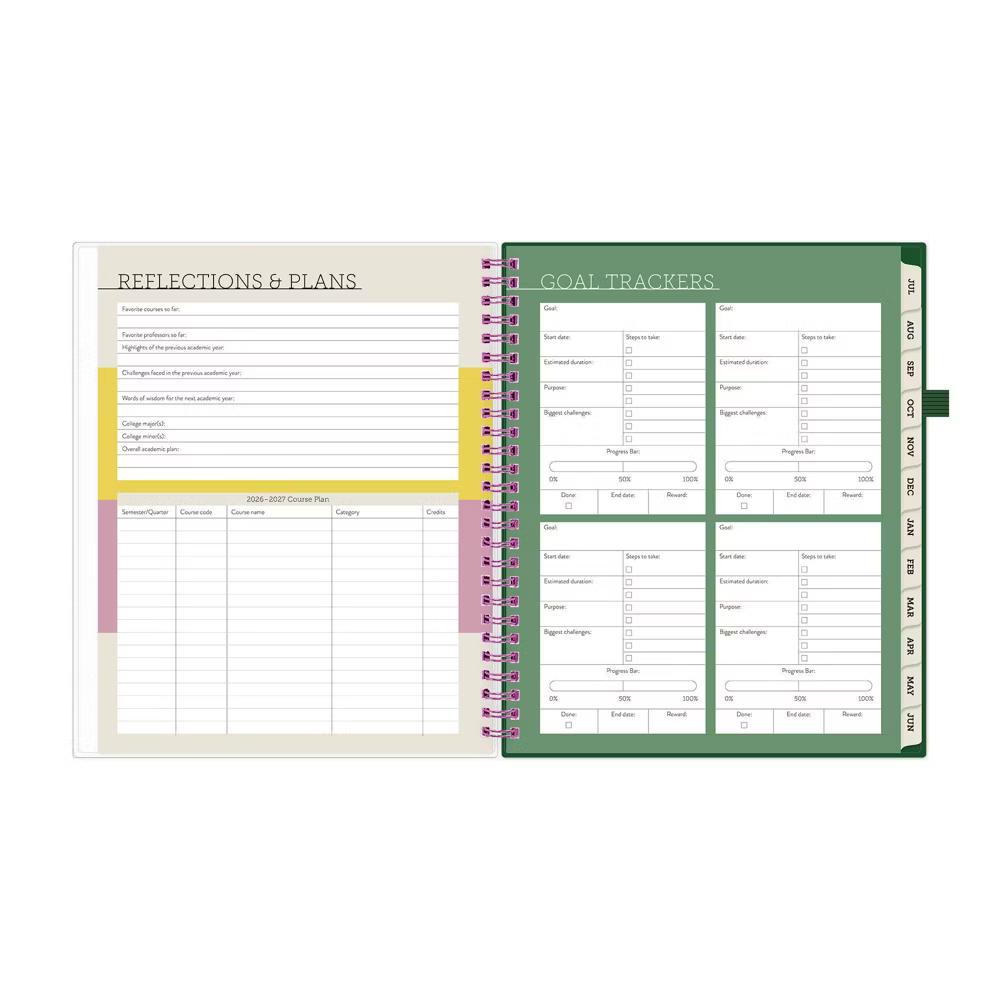 Blue Sky Your Year College Weekly/Monthly Planner Wirebound 7"x9" Green Date
