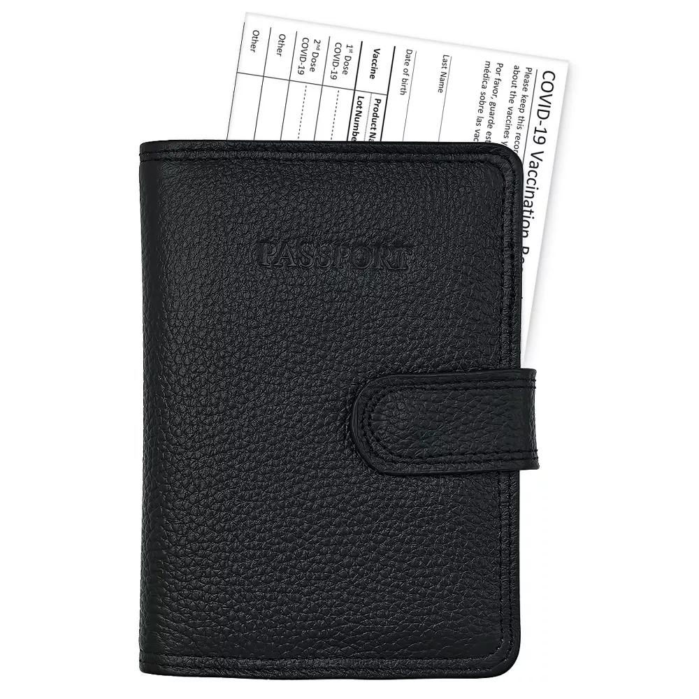 Steeltime Unisex leather passport holder. Color Options: Black, Brown, Navy, Teal, Red, Purple - Image 6