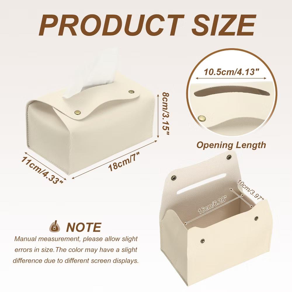 PU Leather Home Car Office Decorative Tissue Box Holder - Image 3