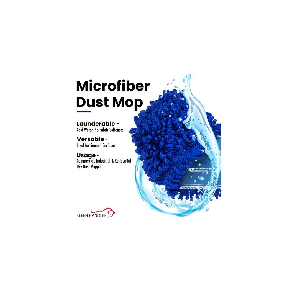 Bison Life Microfiber Dust Mop, Washable Commercial Mop Head Replacement Refill, Blue - 3 Pack - Image 3