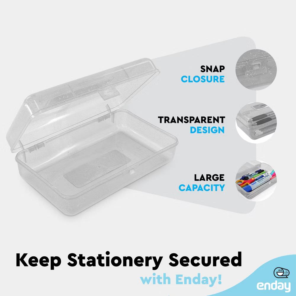 Plastic Pencil Box with Snap Closure Lids, Small Utility Storage Crayon School and Office Supplies Case Organizer - Image 11