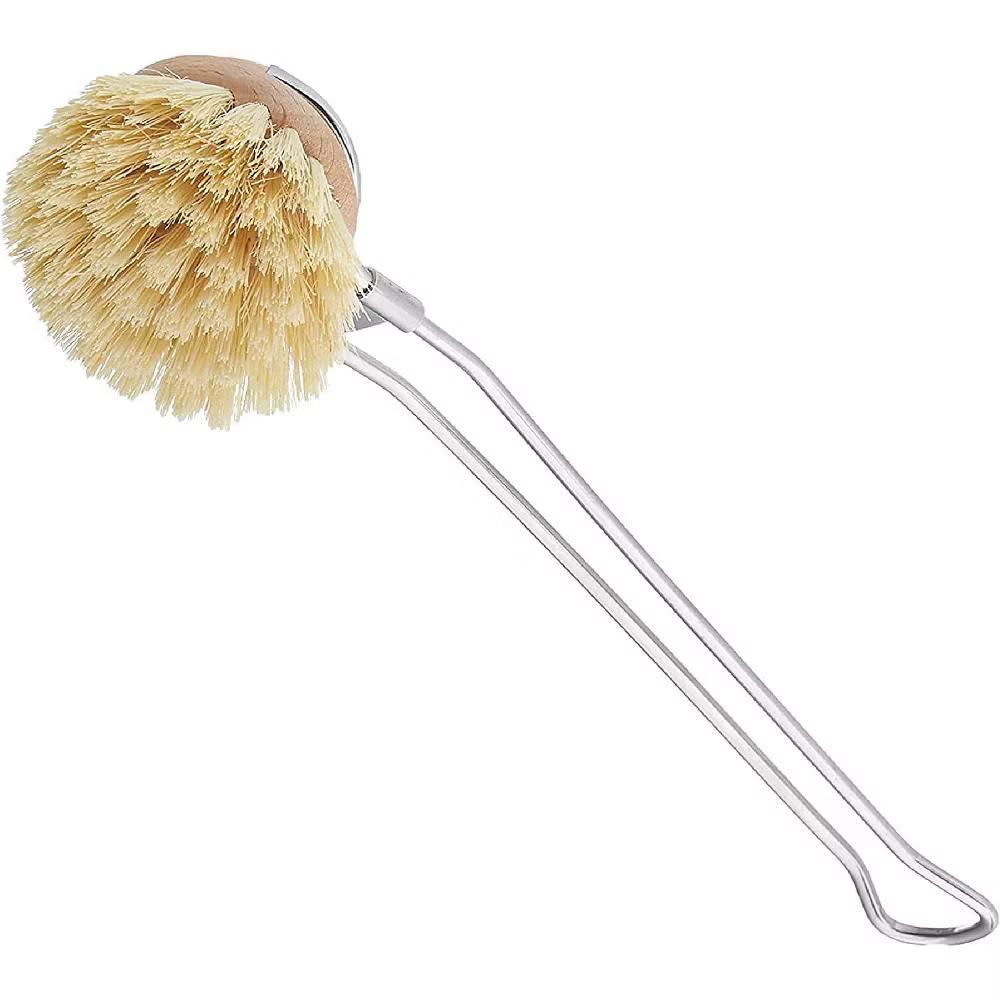 Kuchenprofi Classic Stainless Steel Dishwashing Brush w/Natural Bristles, 11-Inch