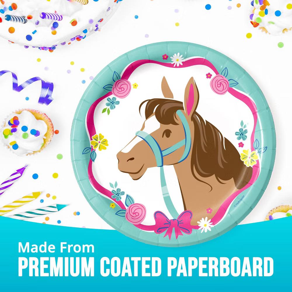 Say Hooray! Horse Charm Dessert Party Disposable Paper Plates 7" - 32ct - Image 3