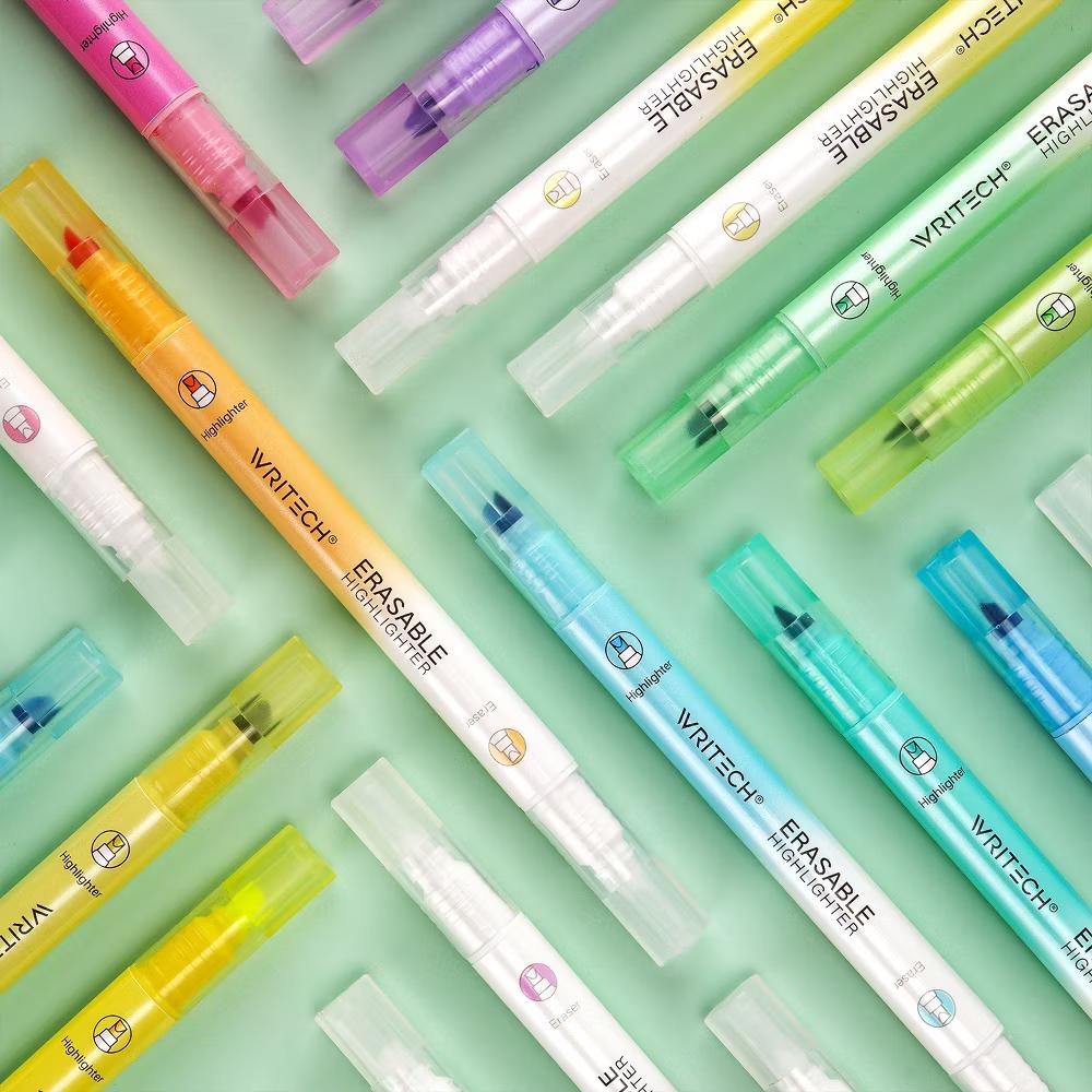 Dual Tip Erasable Highlighters, Pastel Colors, 6 Count