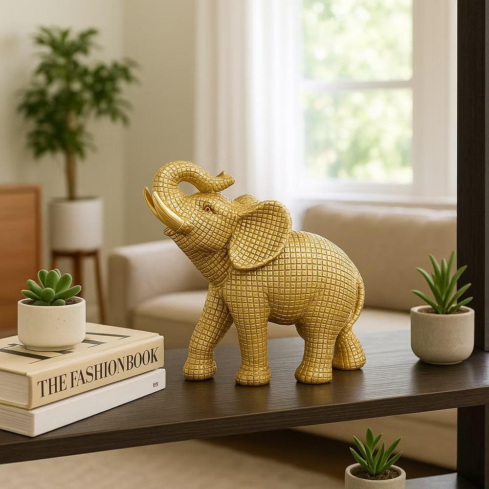 Sagebrook Home 7" Elephant Sculpture - Decorative Polyresin Elephant Statue For Home Decor - Table Accent, Desktop Figurine - Image 20