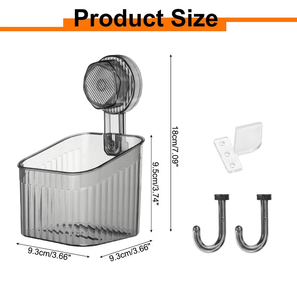 Wall Mount Strong Suction Cup Shower Caddy with Hooks - Image 15