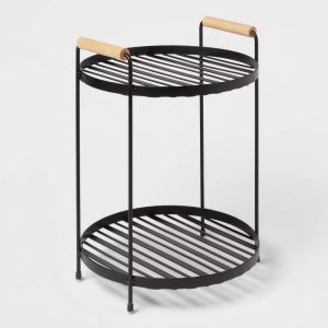 Round Vanity Organizer with Wood Handles
