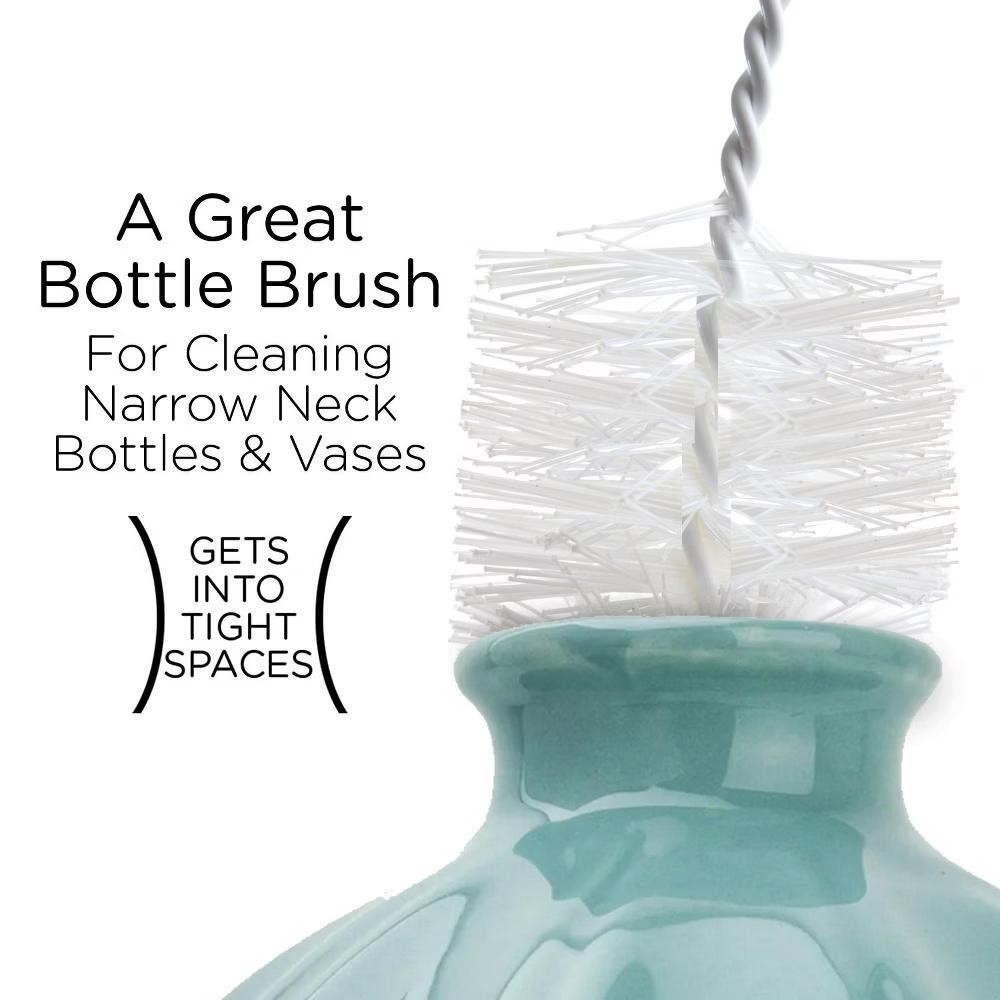 Bottle Brush Cleaner, Durable Fiber Bristles Around Twisted Wire with Gripper Handle & Storage Hang Hole, Dishwasher Safe - Image 5