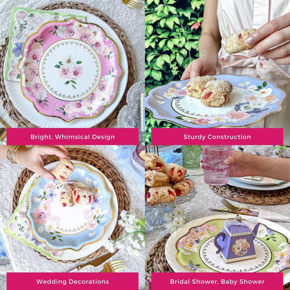 Tea Time Whimsy 9 in. Premium Paper Plates (Set of 32) - Image 13