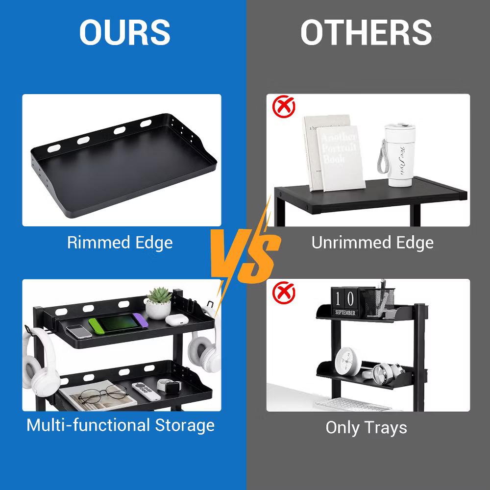 Adjustable 2-Tier over or Under Desk Mount Storage Rack –Multi-Functional Desktop and Under Desk Shelf Tray for Office Supplies - Image 2