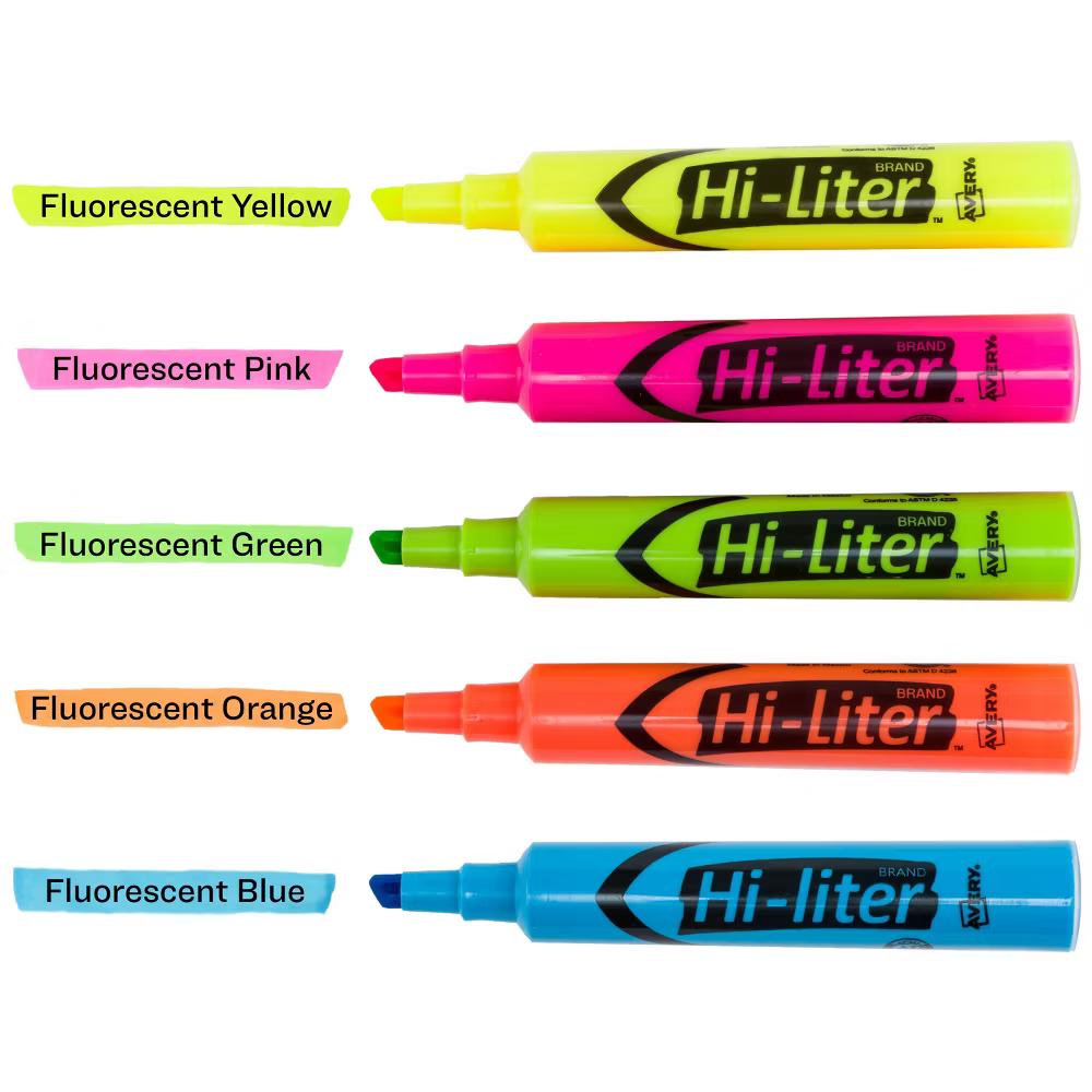 Avery Hi-Liter Desk-Style Highlighters, SmearSafe, Chisel Tip, 12 Assorted Color Highlighters (98034) - Image 4