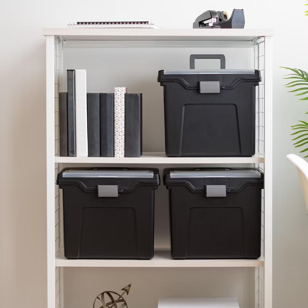 USA Portable Letter Size File Box with Handle for Hanging Folders - Image 24