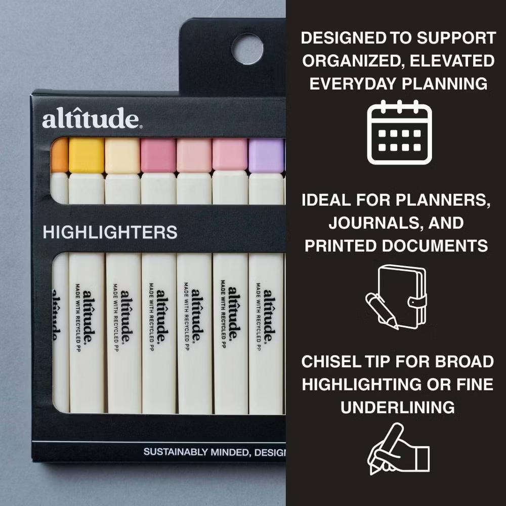 12pk Slim Block Highlighters 3mm Chisel Tip - Assorted Colors