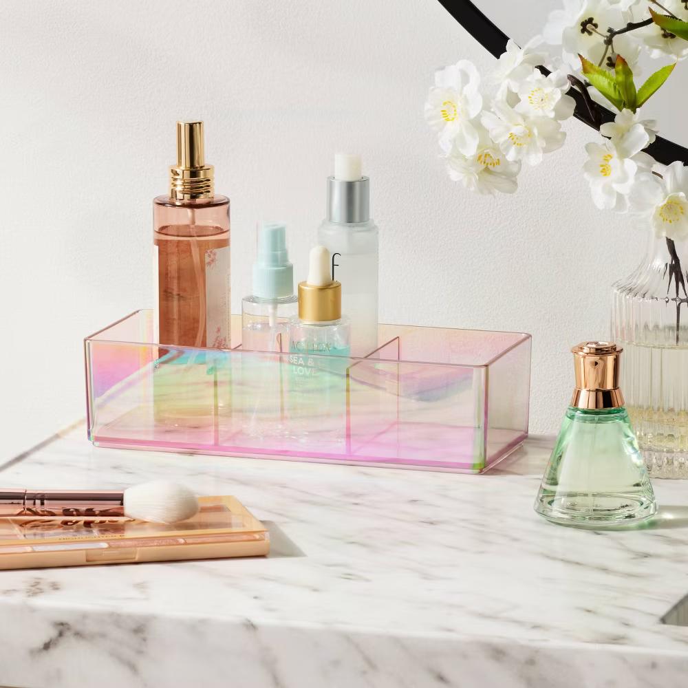 Plastic 3 Slotted Makeup Organizer Iridescent - Image 4