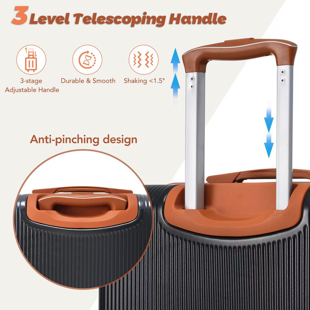 3 PCS ABS Lightweight Hard Shell Carry on Luggage(20") with Travel Bag, Spinner Wheels and TSA Lock - ModernLuxe - Image 5